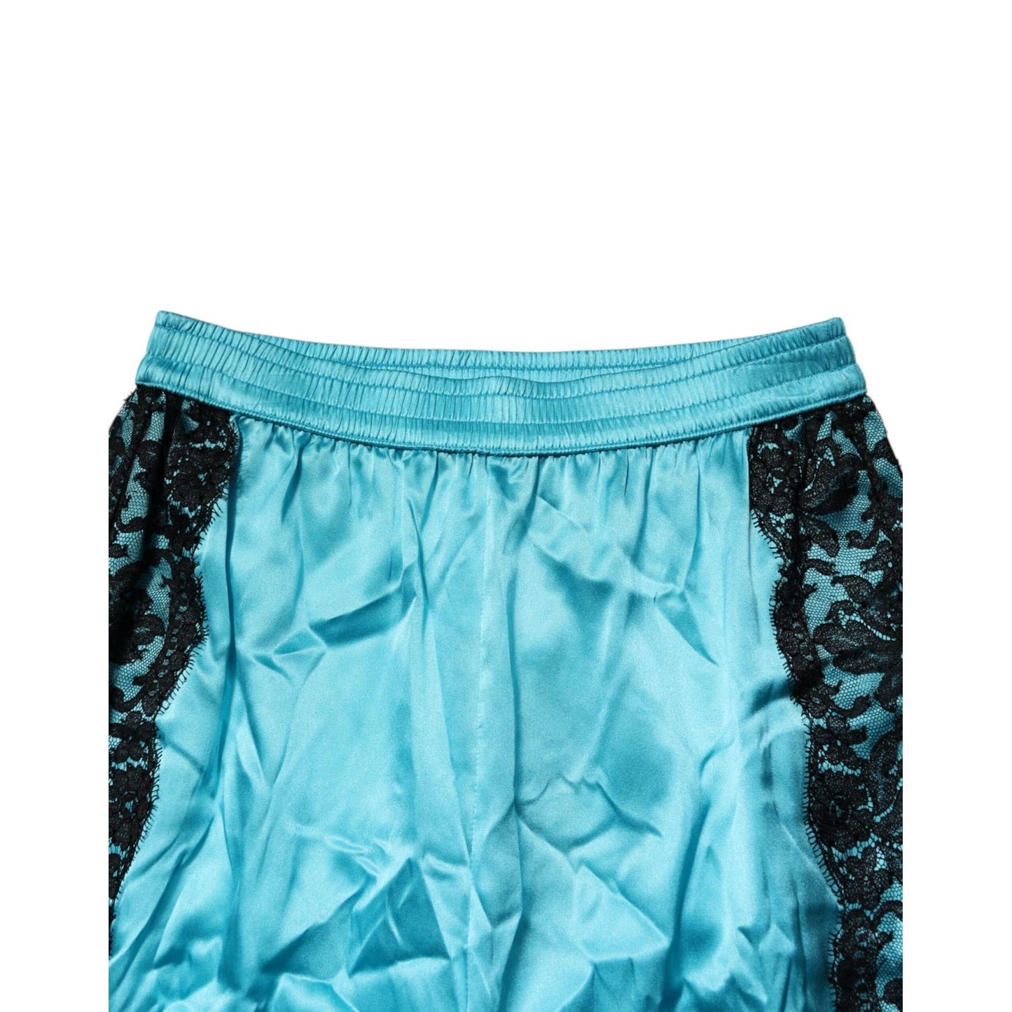 Dolce & Gabbana Blue Silk Garterized Straight Women Pajama Pants