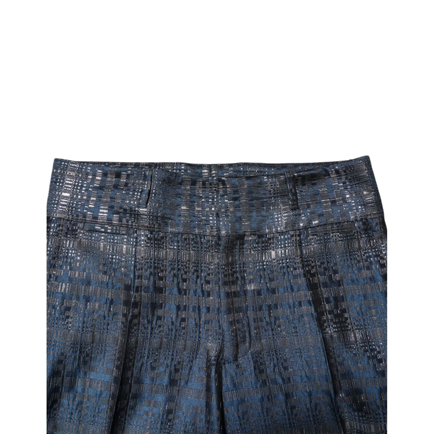 Dolce & Gabbana Blue Silver Shiny Silk Skinny Men Trouser Pants