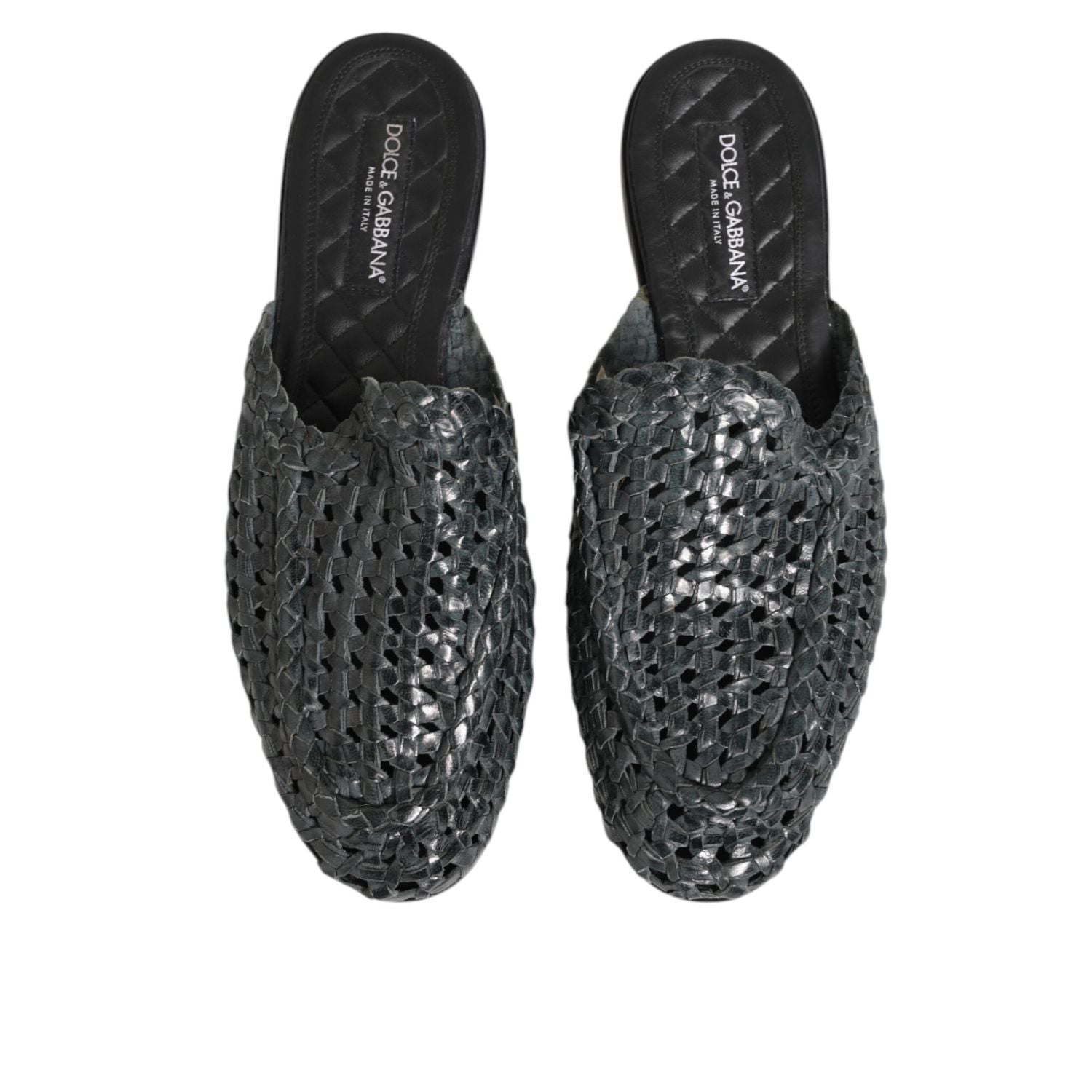 Dolce & Gabbana Blue Woven Slides MULES Men Sandals Shoes