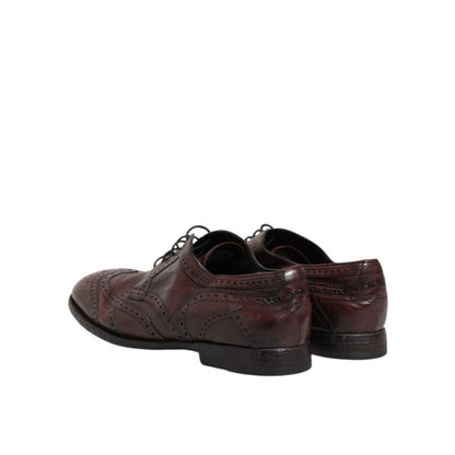 Dolce & Gabbana Bordeaux Leather Lace Up Dress Derby Shoes