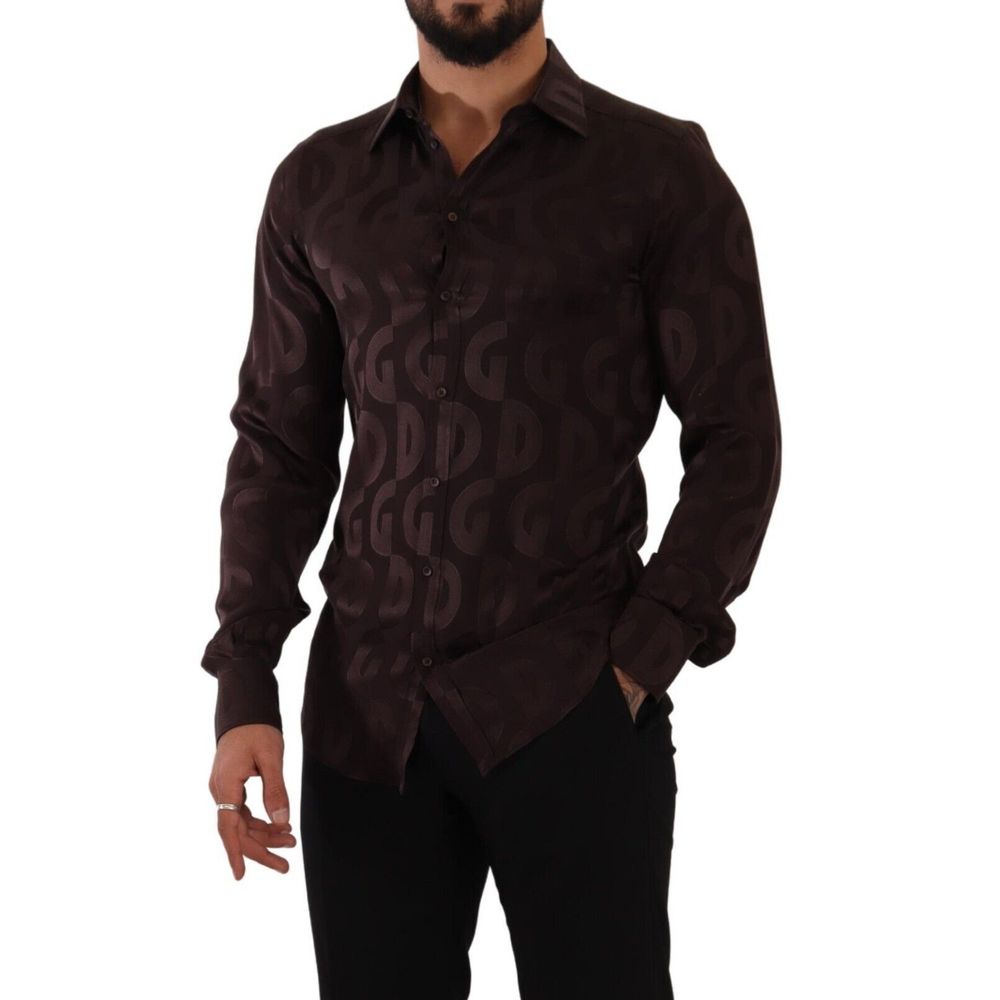 Dolce & Gabbana Bordeaux Silk Pattern Shirt