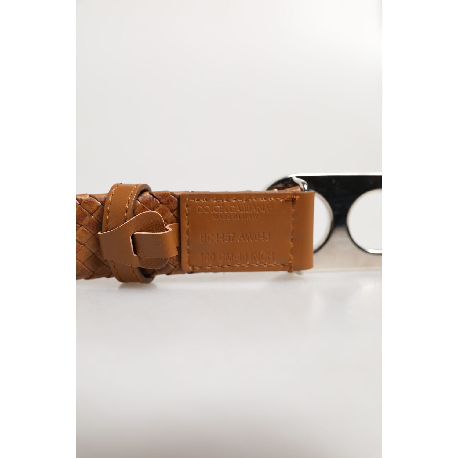 Dolce & Gabbana Brown Braided Metal DG Logo Buckle Belt