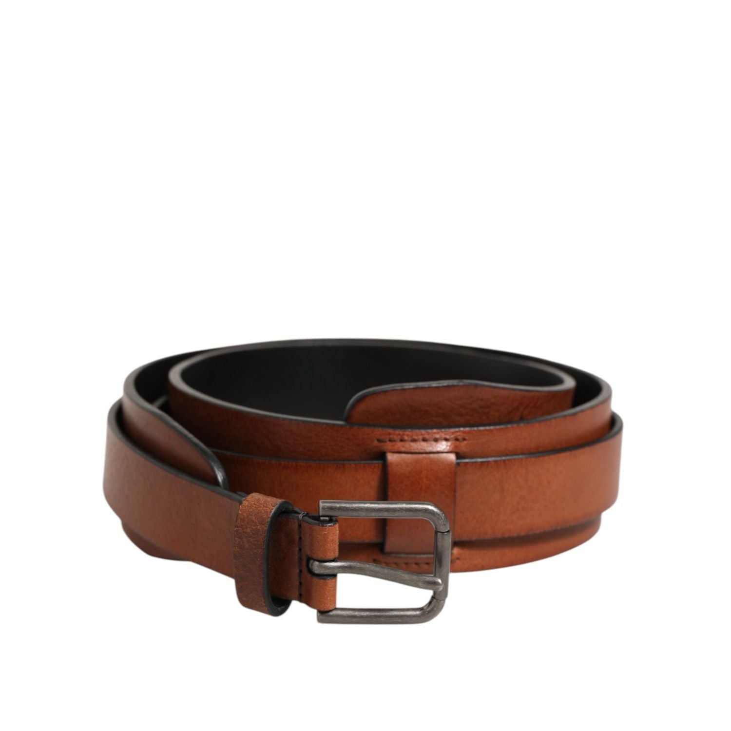 Dolce &amp; Gabbana Brown Classic Gold Metal Logo Buckle Men  Belt