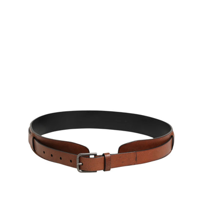 Dolce &amp; Gabbana Brown Classic Gold Metal Logo Buckle Men Belt