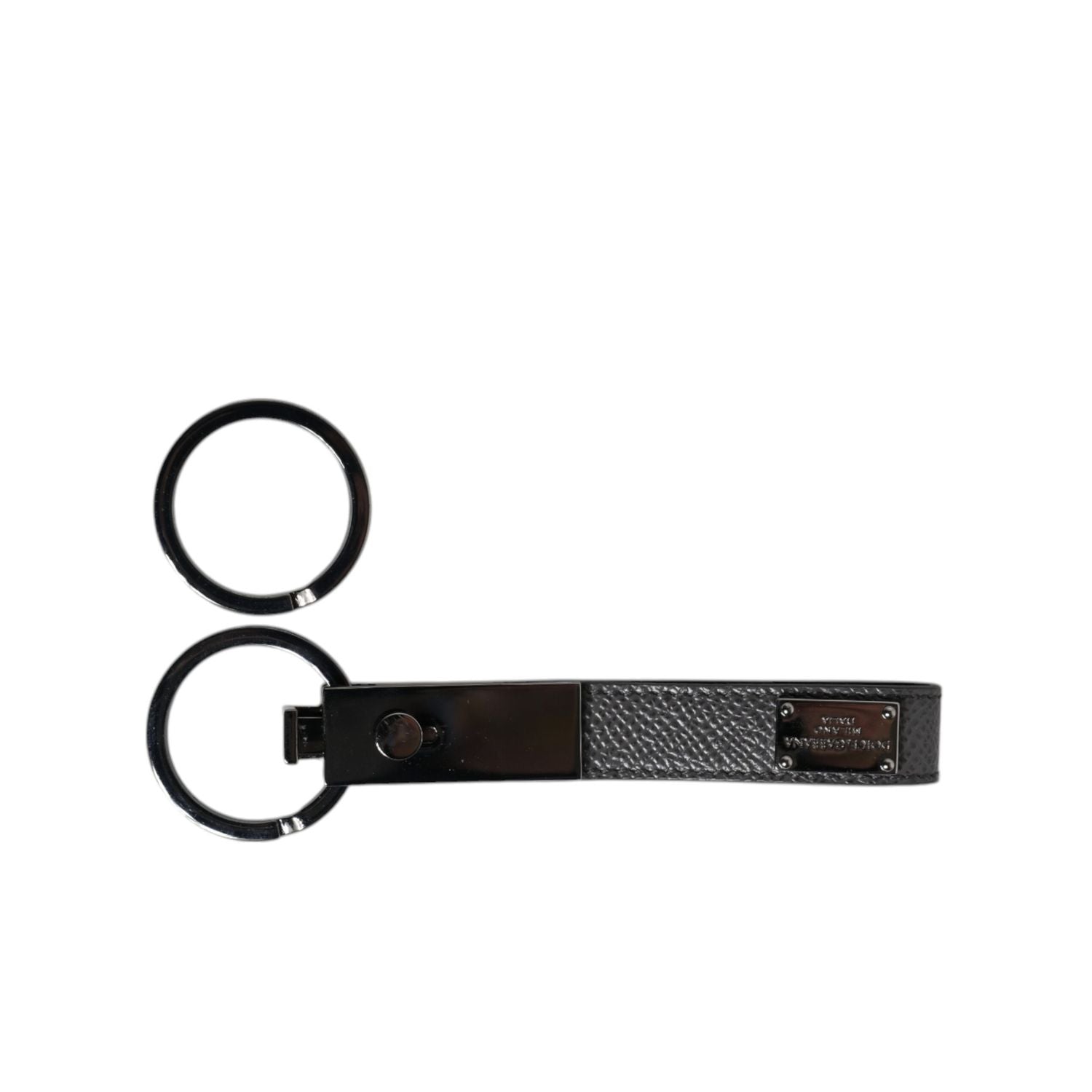 Dolce & Gabbana Brown Leather DG Plaque Double Keyring Holder Keychain