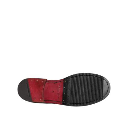 Dolce & Gabbana Brown Leather Logo Slip On Men Dress Shoes