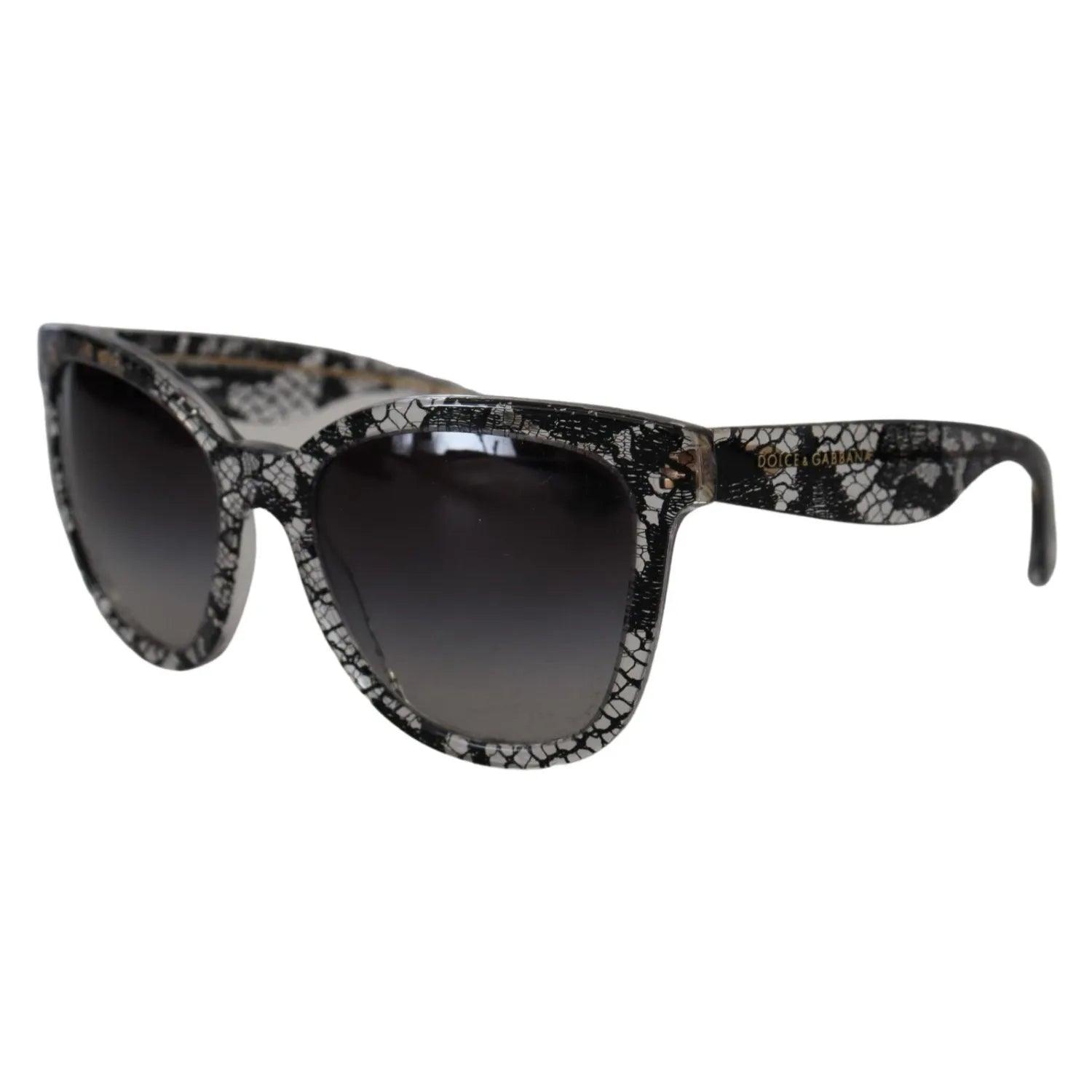 Dolce & Gabbana DG4190 Black Lace Acetate Crystal Round Sunglasses
