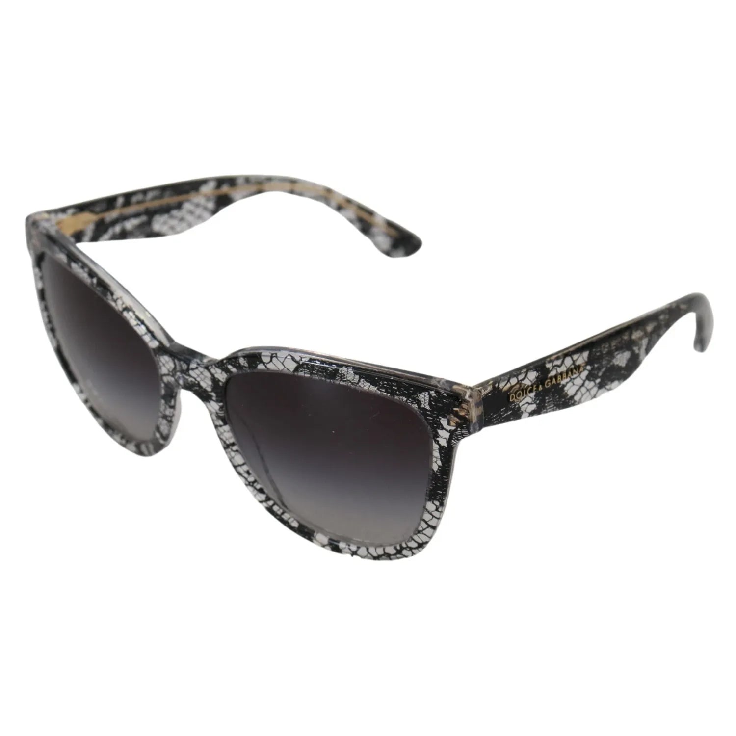 Dolce & Gabbana DG4190 Black Lace Acetate Crystal Round Sunglasses