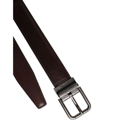 Dolce & Gabbana Dark Brown Leather Antique Silver Buckle Belt Dolce & Gabbana