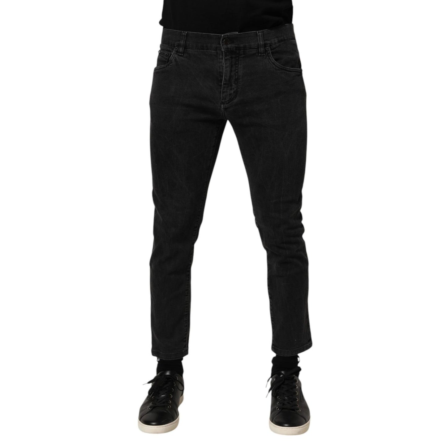 Dolce & Gabbana Dark Gray Cotton Stretch Denim Trouser Jeans Dolce & Gabbana