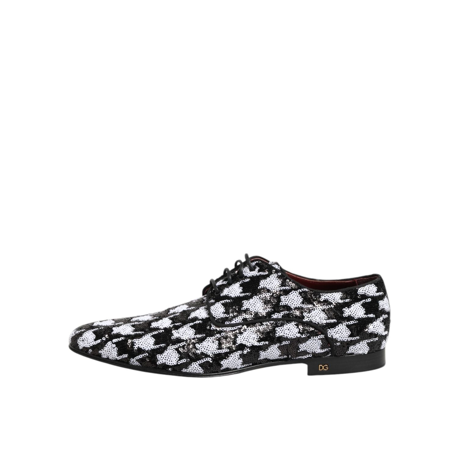 Dolce & Gabbana Dress Black White Sequined Lace Up Derby Shoes