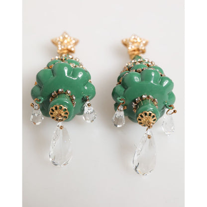 Dolce & Gabbana Gold Brass Multicolour Christmas Tree Earrings
