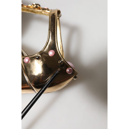 Dolce & Gabbana Gold Embellished Vally Heels Sandals Shoes Dolce & Gabbana