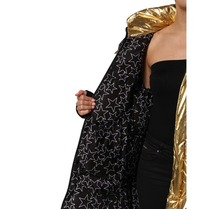 Dolce & Gabbana Gold Hooded Puffer Quilted Full Zip Jacket