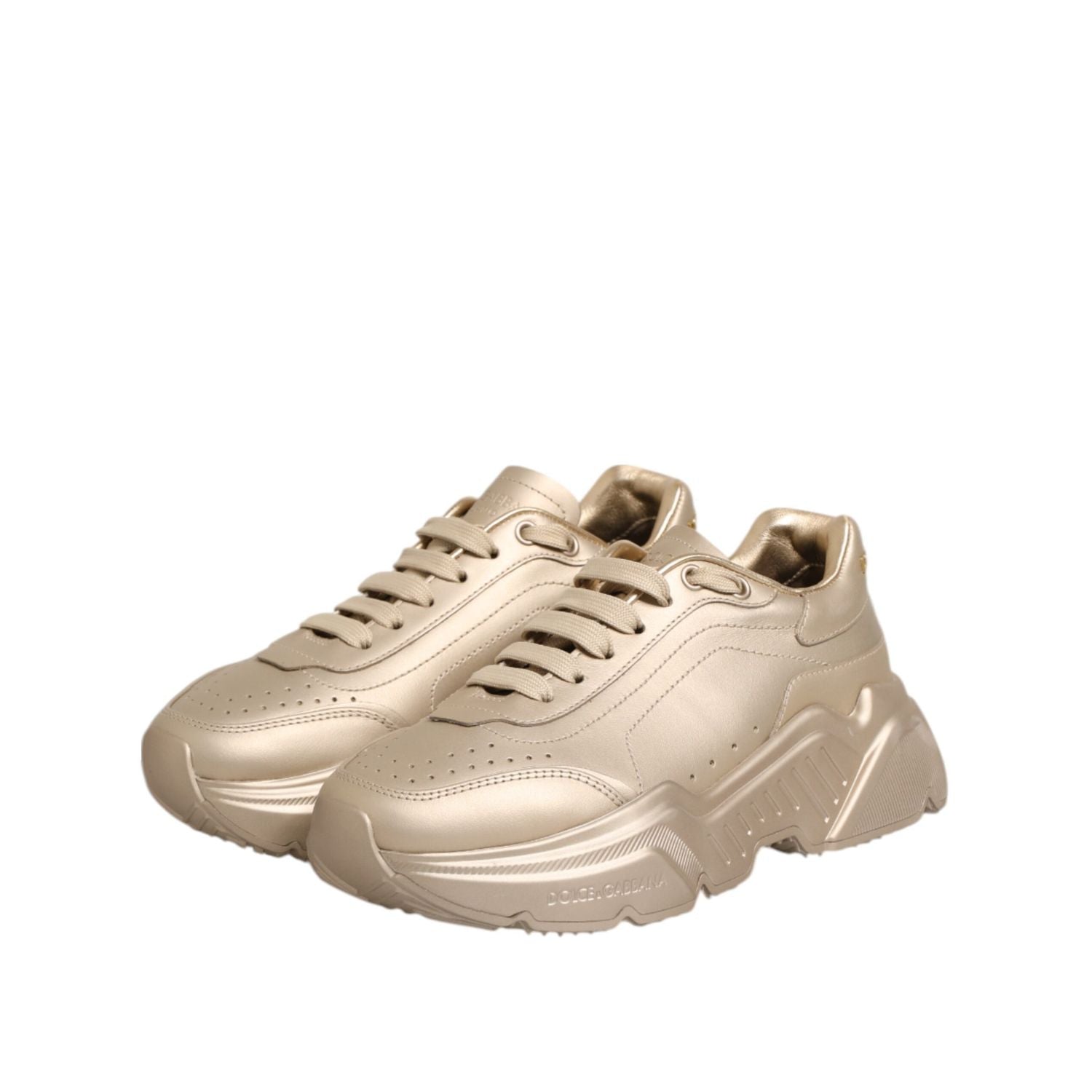 Dolce & Gabbana Gold Leather Daymaster Women Sneaker Shoes