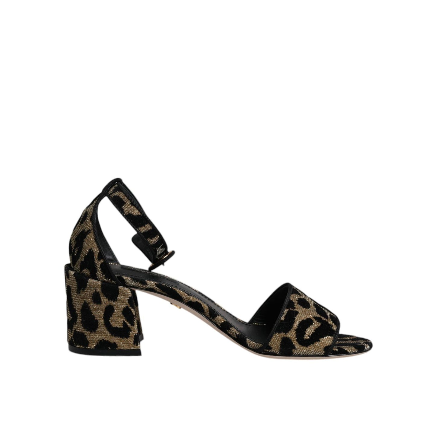 Dolce & Gabbana Gold Leopard Ankle Strap Heels Sandals Shoes