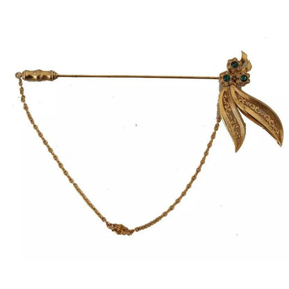 Dolce & Gabbana Gold Tone 925 Sterling Silver Crystal Chain Brooch Dolce & Gabbana