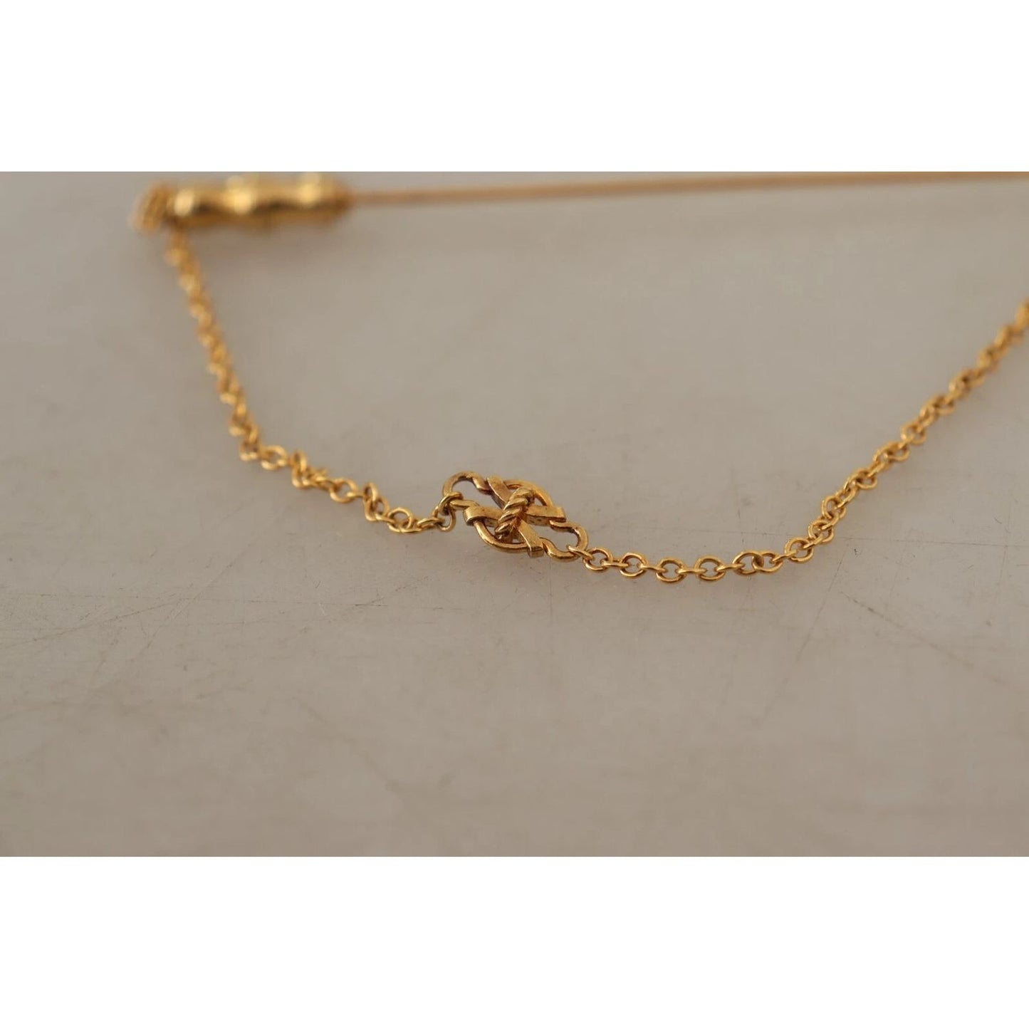 Dolce & Gabbana Gold Tone 925 Sterling Silver Crystal Chain Brooch Dolce & Gabbana