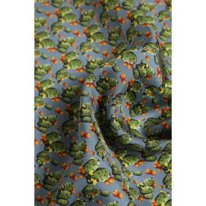 Dolce & Gabbana Gray Green Cactus Print Square Foulard Scarf
