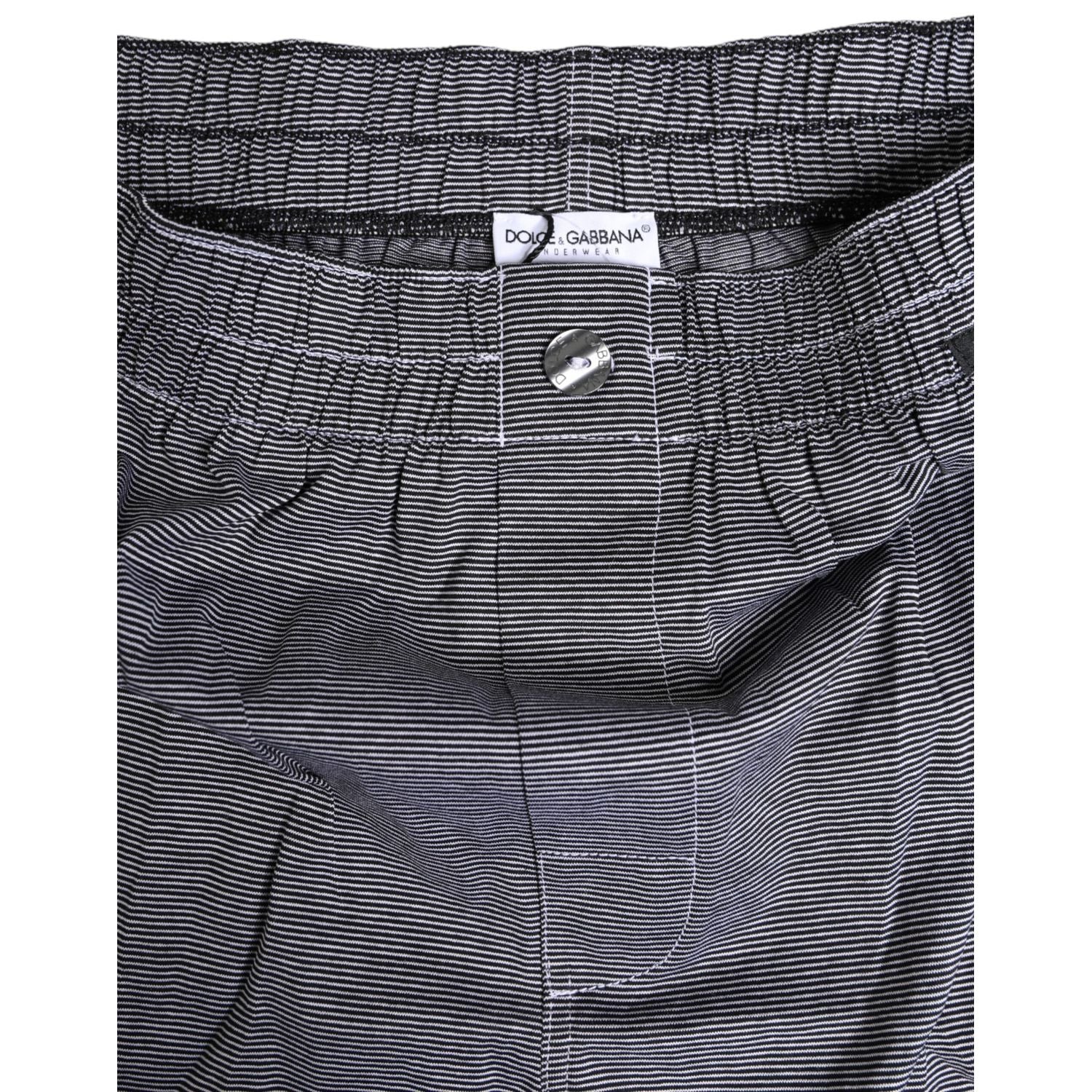 Dolce & Gabbana Gray Striped Cotton Regular Boxer Underwear