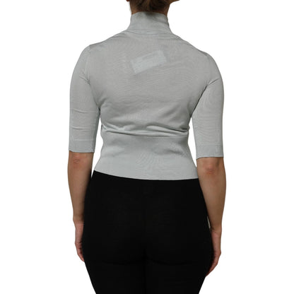 Dolce & Gabbana Gray Turtle Neck 3/4 Sleeves Pullover Top