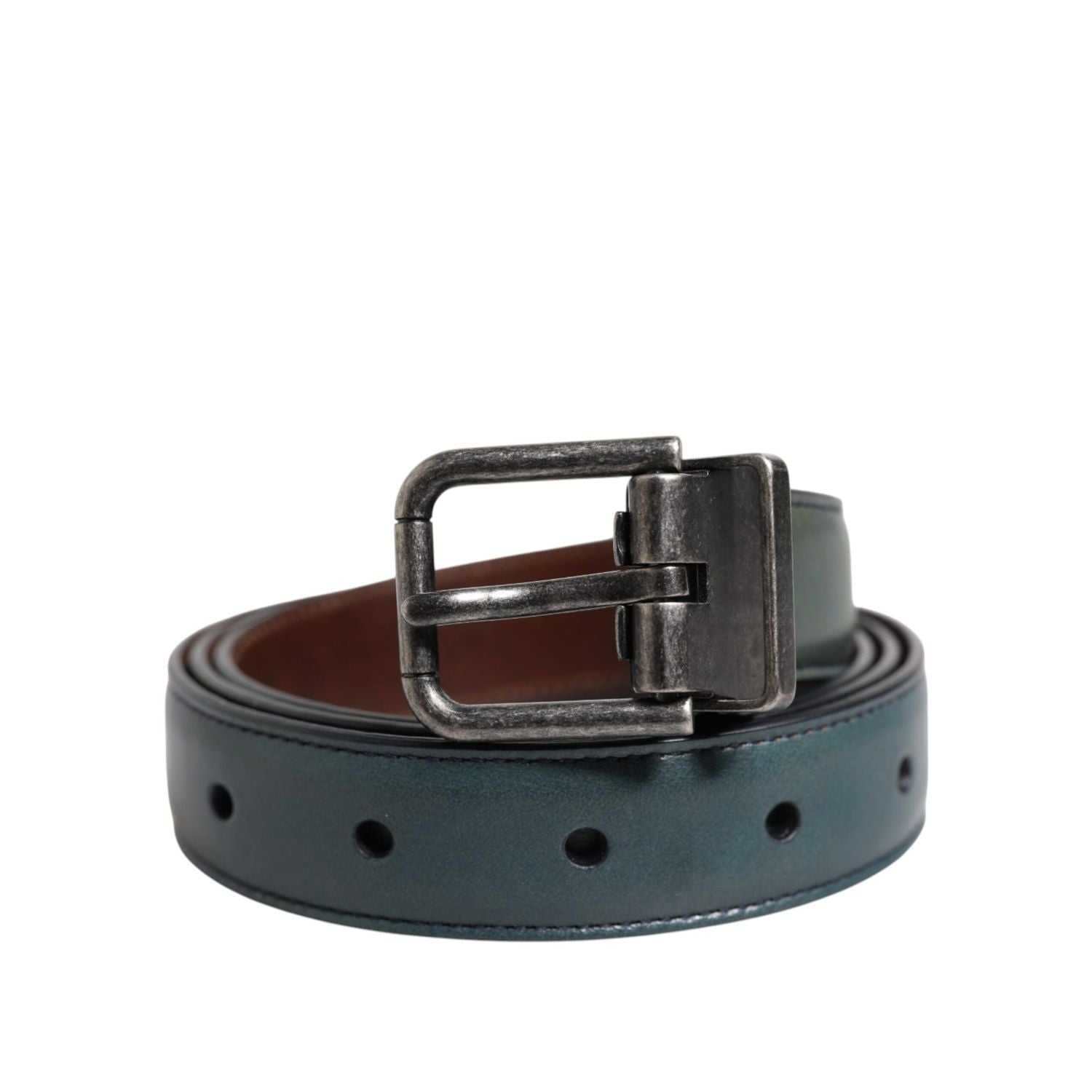 Dolce & Gabbana Green Classic Leather Metal Logo Buckle Belt