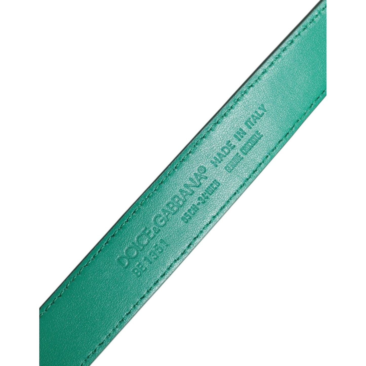 Dolce & Gabbana Green Leather Logo Metal Waist Buckle Belt