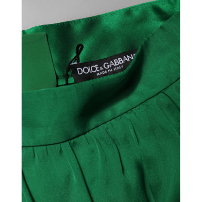 Dolce & Gabbana Green Silk High Waist Women Hot Pants Shorts Dolce & Gabbana