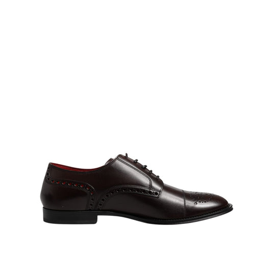 Dolce & Gabbana Maroon Calfskin Leather Derby Men Dress Shoes Dolce & Gabbana