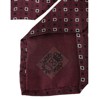 Dolce & Gabbana Maroon Silk Branded Logo Adjustable Men Tie