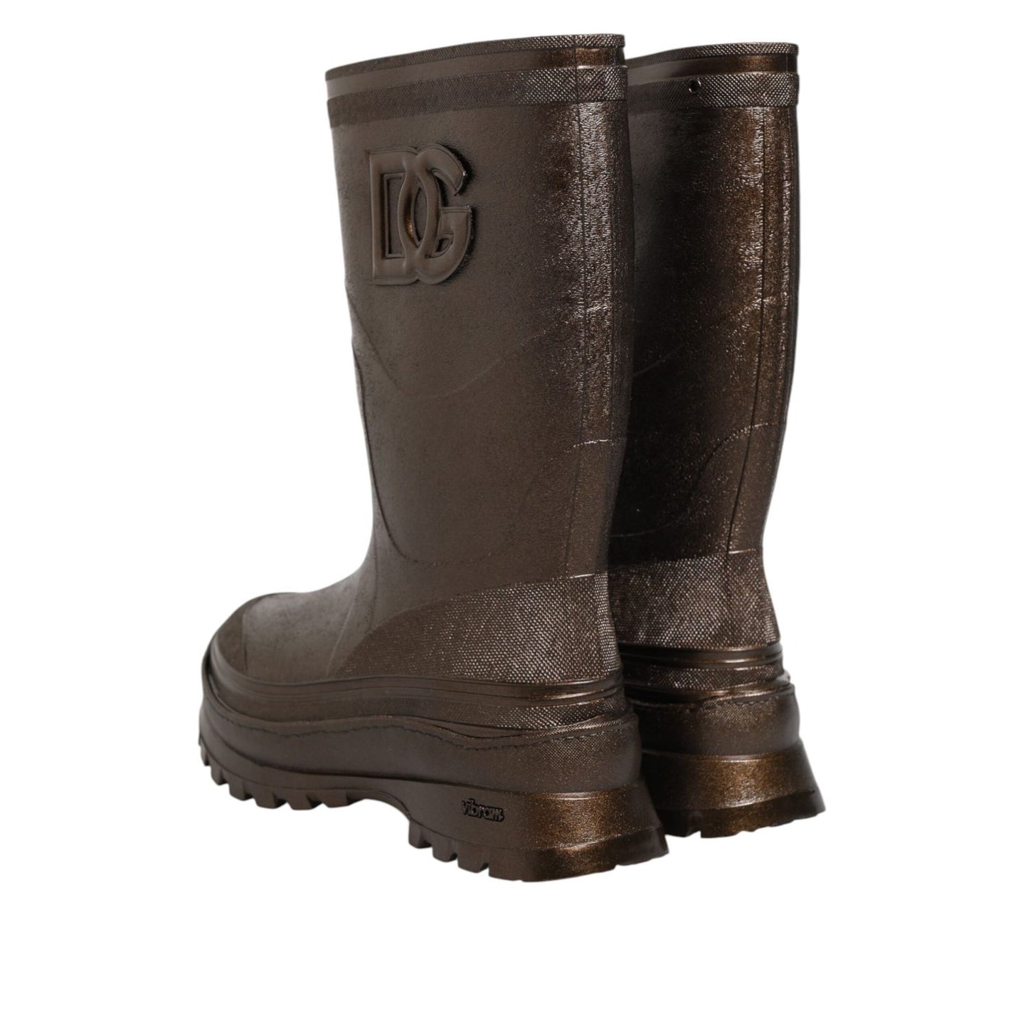Dolce & Gabbana Metallic Brown Pull On Rain Boots Shoes