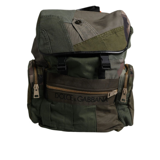 Dolce & Gabbana Military Green Patchwork Travel Backpack Bag Dolce & Gabbana