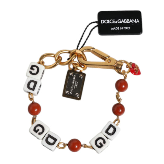 Dolce & Gabbana Multicolor Gold Tone Brass Chain DG Logo Dice Bracelet Dolce & Gabbana