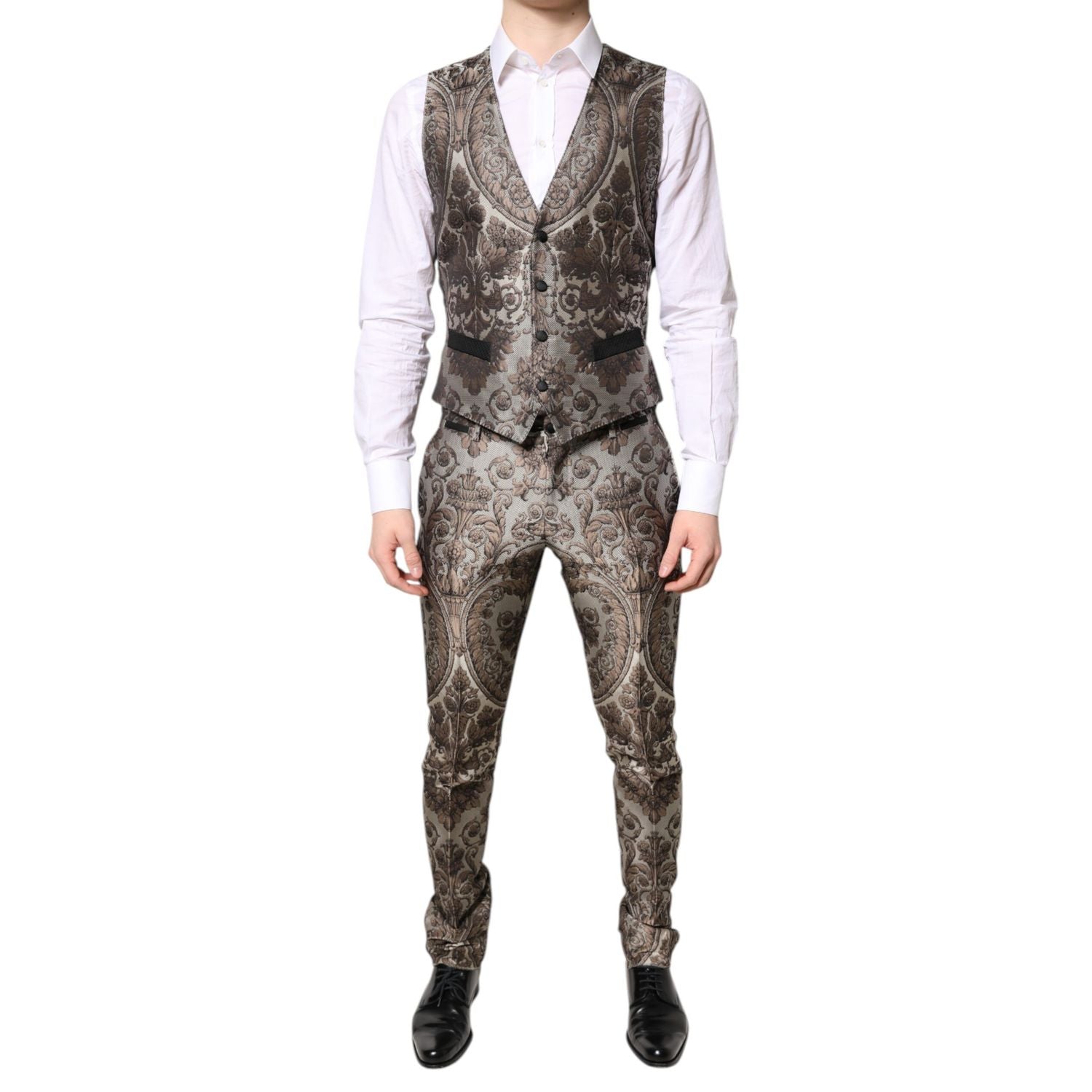 Dolce & Gabbana Multicolor Jacquard Single Breasted 3 Piece Suit