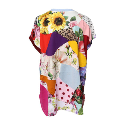 Dolce & Gabbana Multicolor Patchwork Short Sleeve Blouse Top