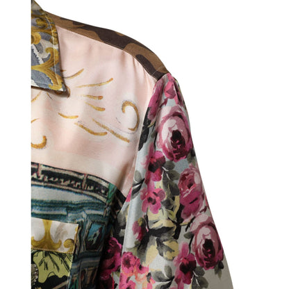 Dolce & Gabbana Multicolor Silk Opera Print Men Casual Shirt
