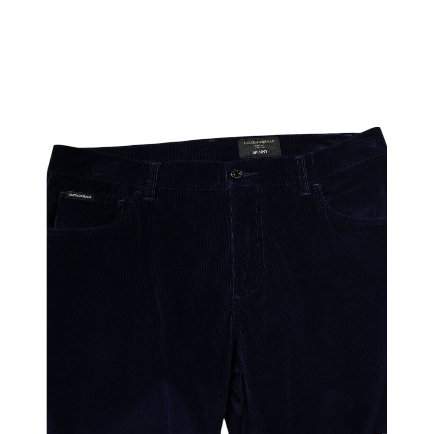 Dolce & Gabbana Navy Blue Cotton Tapered Formal Trouser Pants