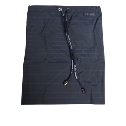 Dolce & Gabbana Navy Blue Polyester Pinstripe Men Shorts Swimwear