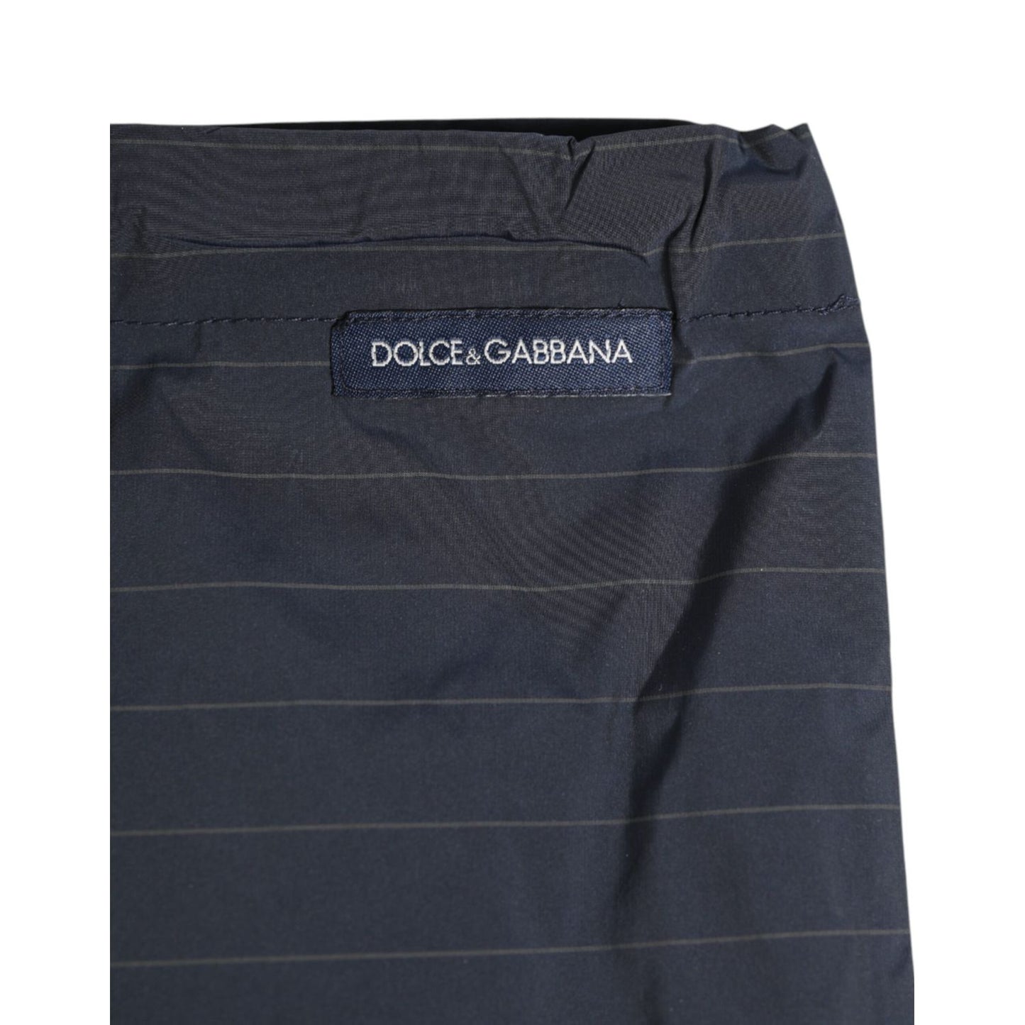 Dolce & Gabbana Navy Blue Polyester Pinstripe Men Shorts Swimwear