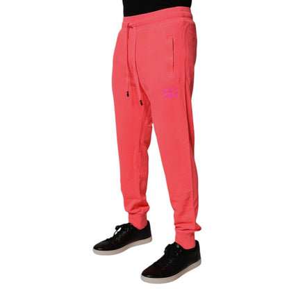Dolce & Gabbana Neon Red Cotton Jogger Men Sweatpants Pants Dolce & Gabbana