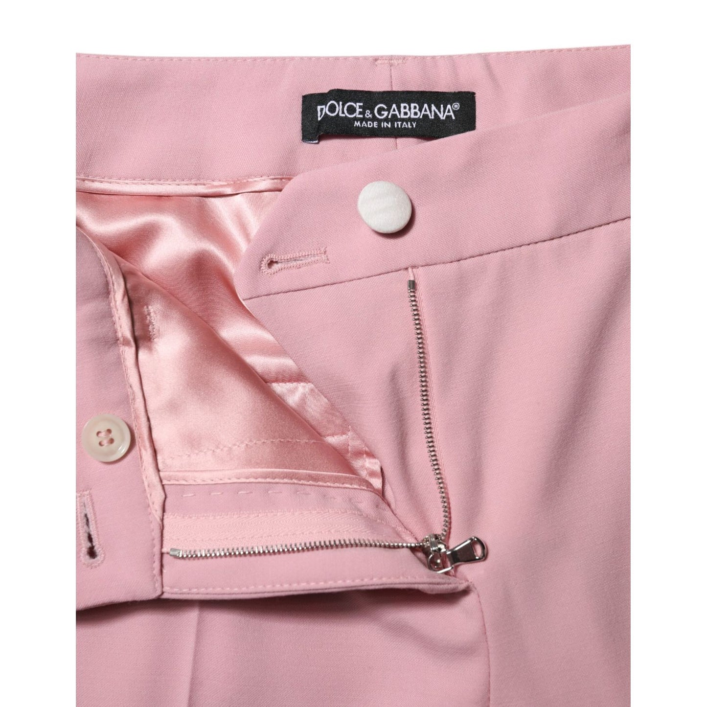 Dolce & Gabbana Pink Wool High Waist Tapered Pants