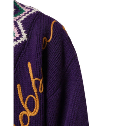 Dolce & Gabbana Purple Wool DG Logo Men Knit Pullover Sweater