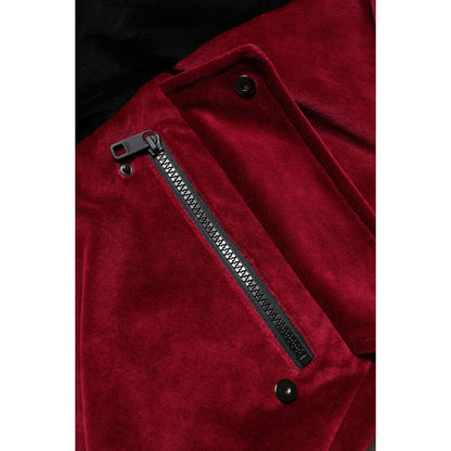 Dolce & Gabbana Red Black Cotton Logo FullZip Bomber Jacket