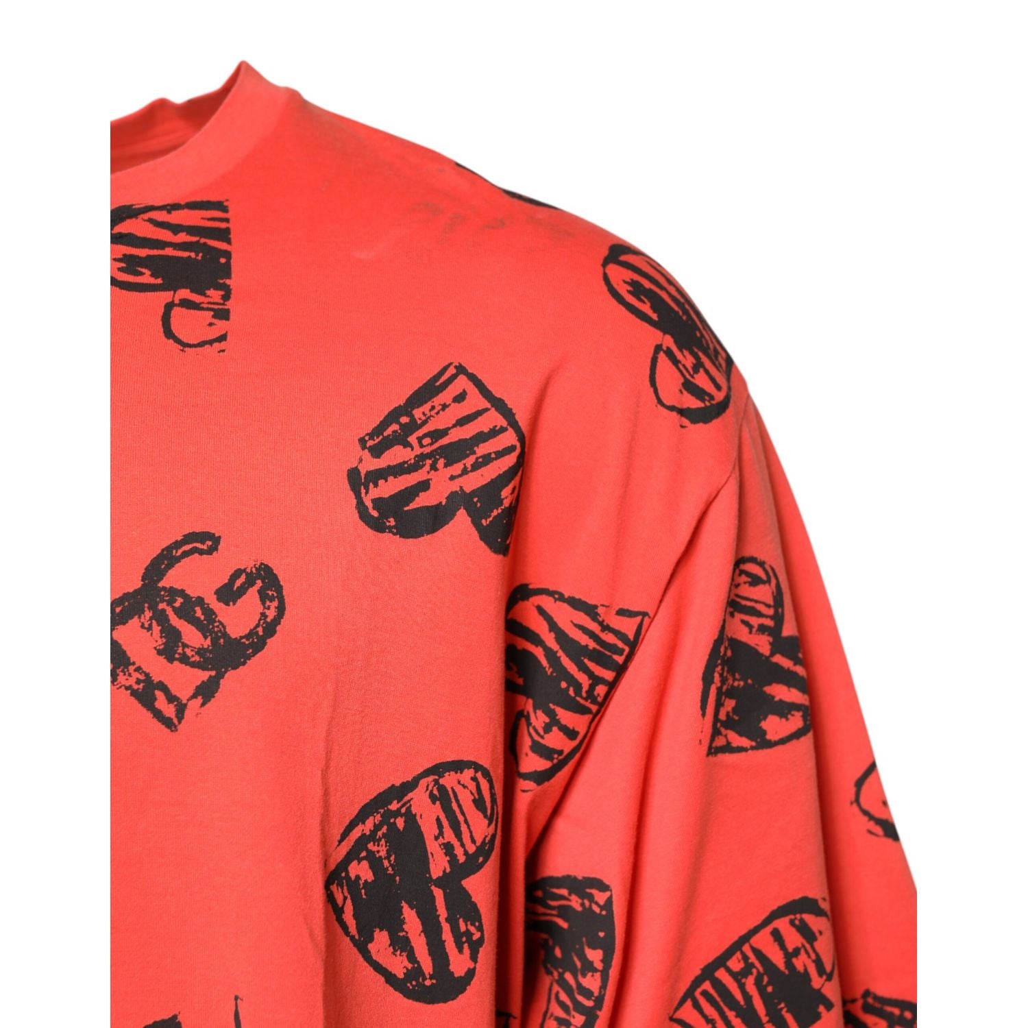 Dolce & Gabbana Red Cotton Short Sleeve DG Heart Logo T-shirt