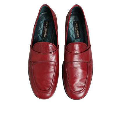 Dolce & Gabbana Red Leather Slip On Dress Men Loafers Shoes Dolce & Gabbana