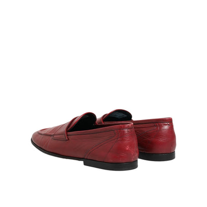 Dolce & Gabbana Red Leather Slip On Dress Men Loafers Shoes Dolce & Gabbana