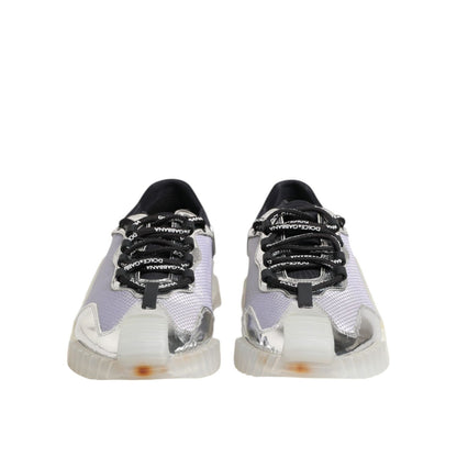 Dolce & Gabbana Silver Black Nylon NS1 Low Top Sneakers Shoes