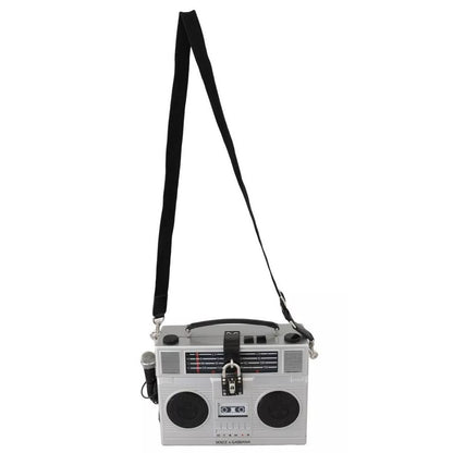Dolce & Gabbana Silver Retro Radio Boombox Limited Edition Handmade Wood Bag