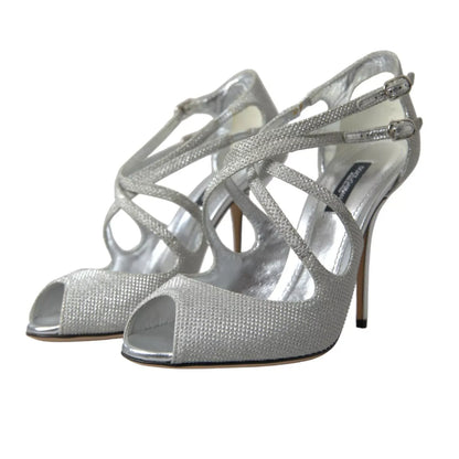 Dolce & Gabbana Silver Shimmers Sandals Heel Pumps Shoes Dolce & Gabbana