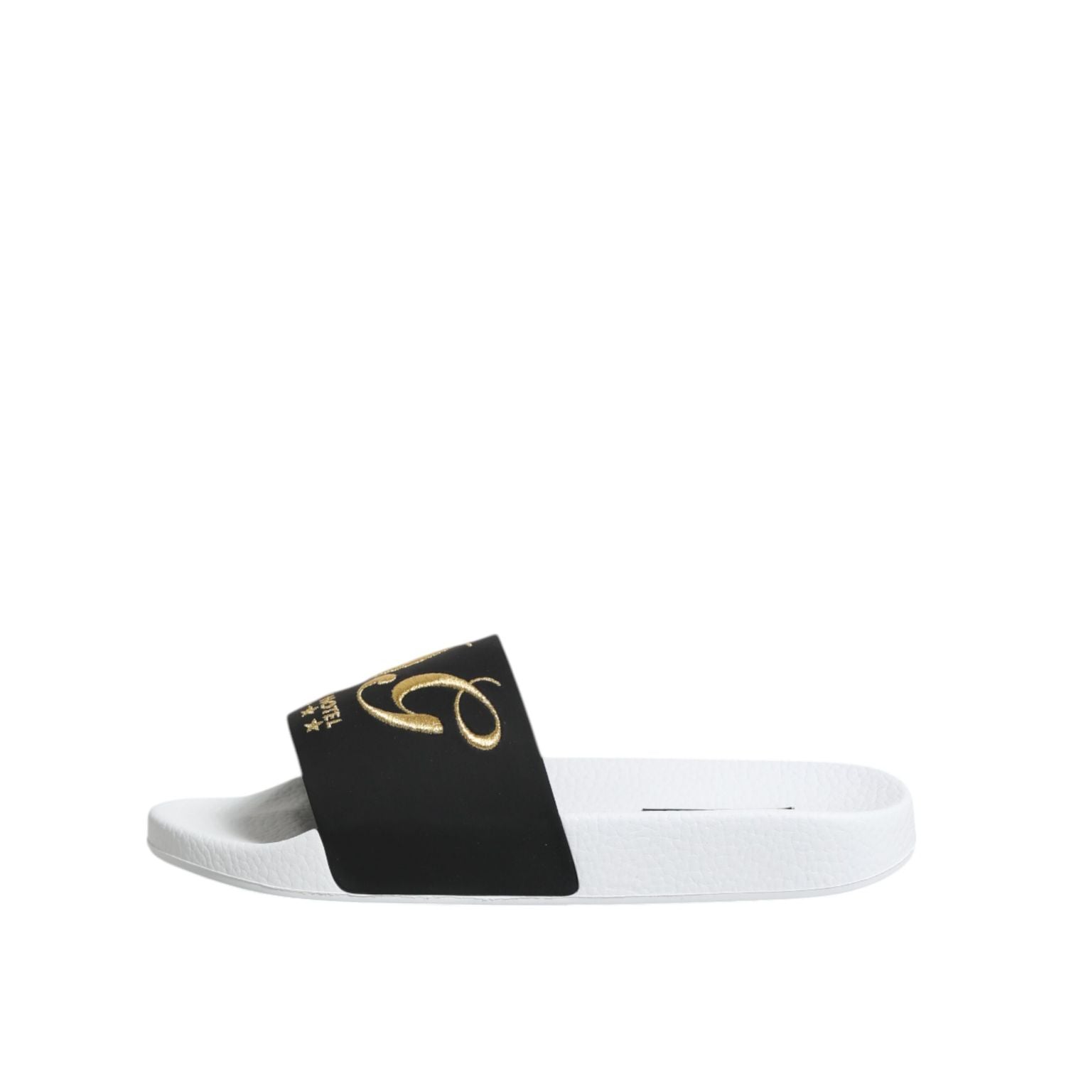 Dolce & Gabbana White Black Leather Sandals Beachwear Shoes